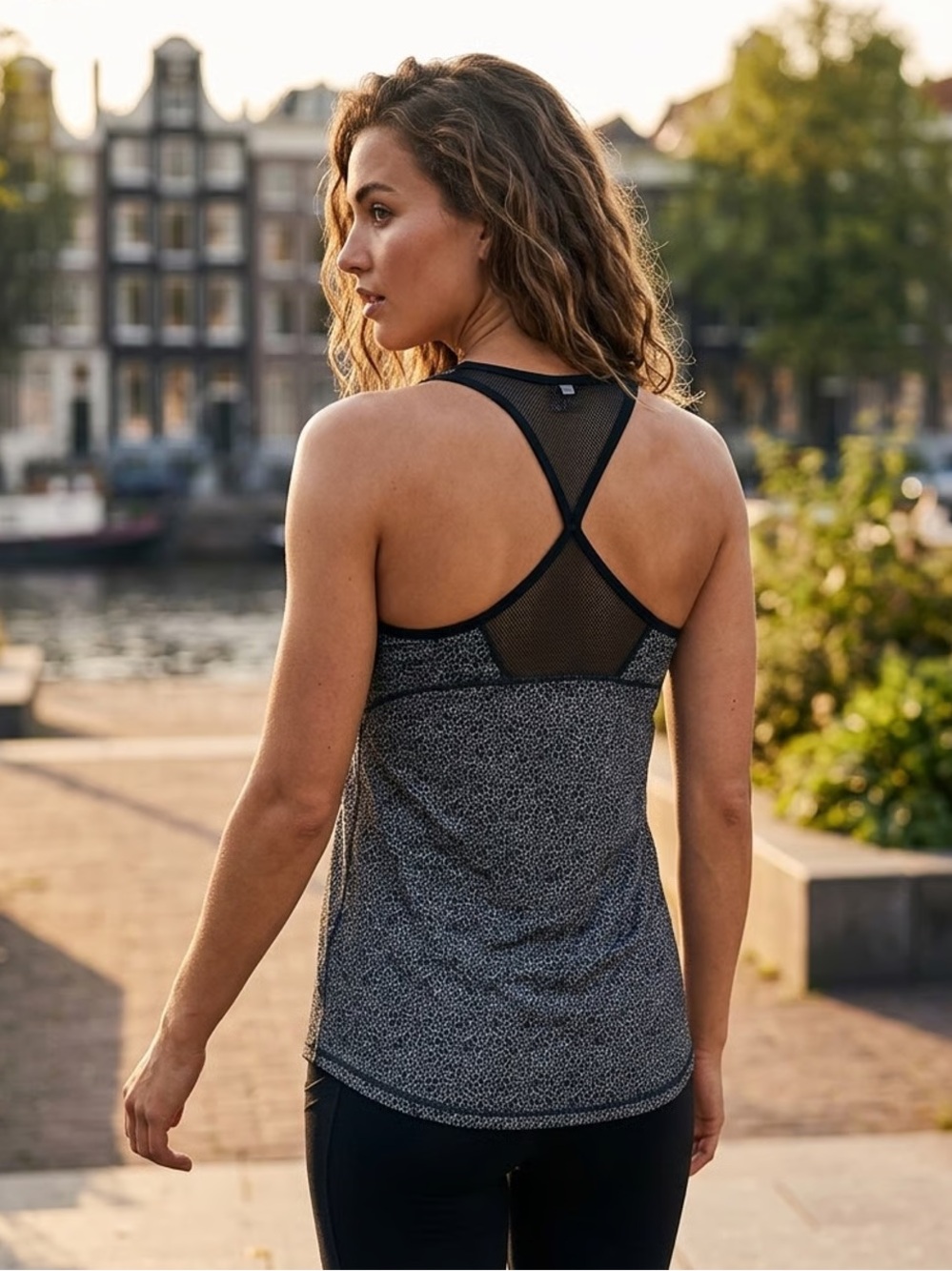 NIKE | Gray Printed Mesh Racerback Tank Top Sz S